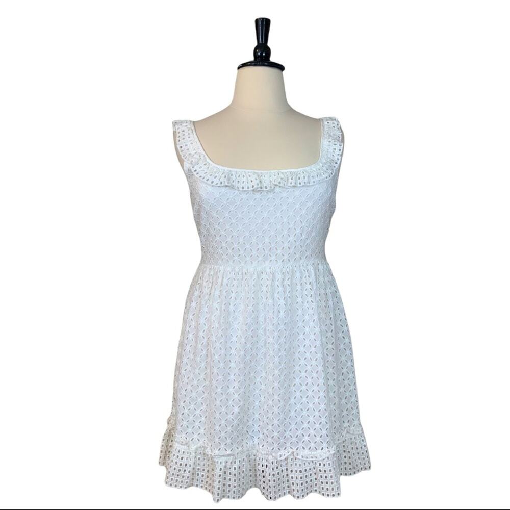 Lulu’s White Eyelet Lace Square Scoop Neck Sleeveless Sundress Women's Size XL